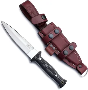 GCS Handmade Dagger Hunting Knife Full Tang Black Micarta Handle D2 Steel with Cowhide Right and Left Leather Sheath for Hunting, Camping, Bushcraft and EDC (DAGGER GCS-165)
