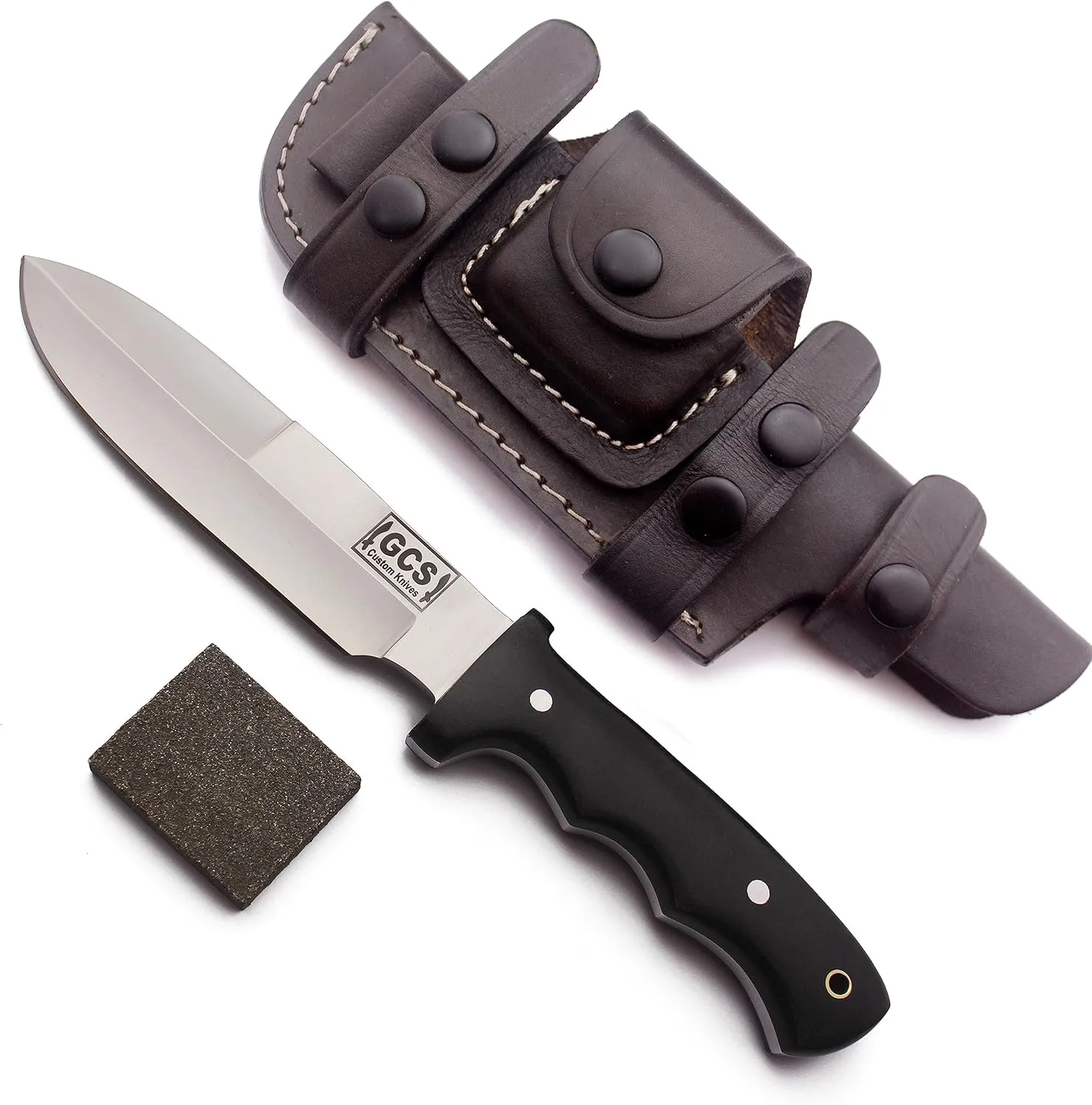 GCS Handmade Micarta Handle D2 Tool Steel Tactical Hunting Knife with leather sheath Full tang blade designed for Hunting & EDC GCS 115