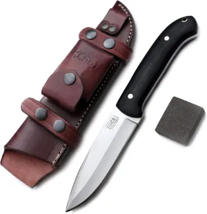 GCS Handmade Micarta Handle D2 Tool Steel Tactical Hunting Knife with leather sheath Full tang blade designed for Hunting & EDC GCS 6