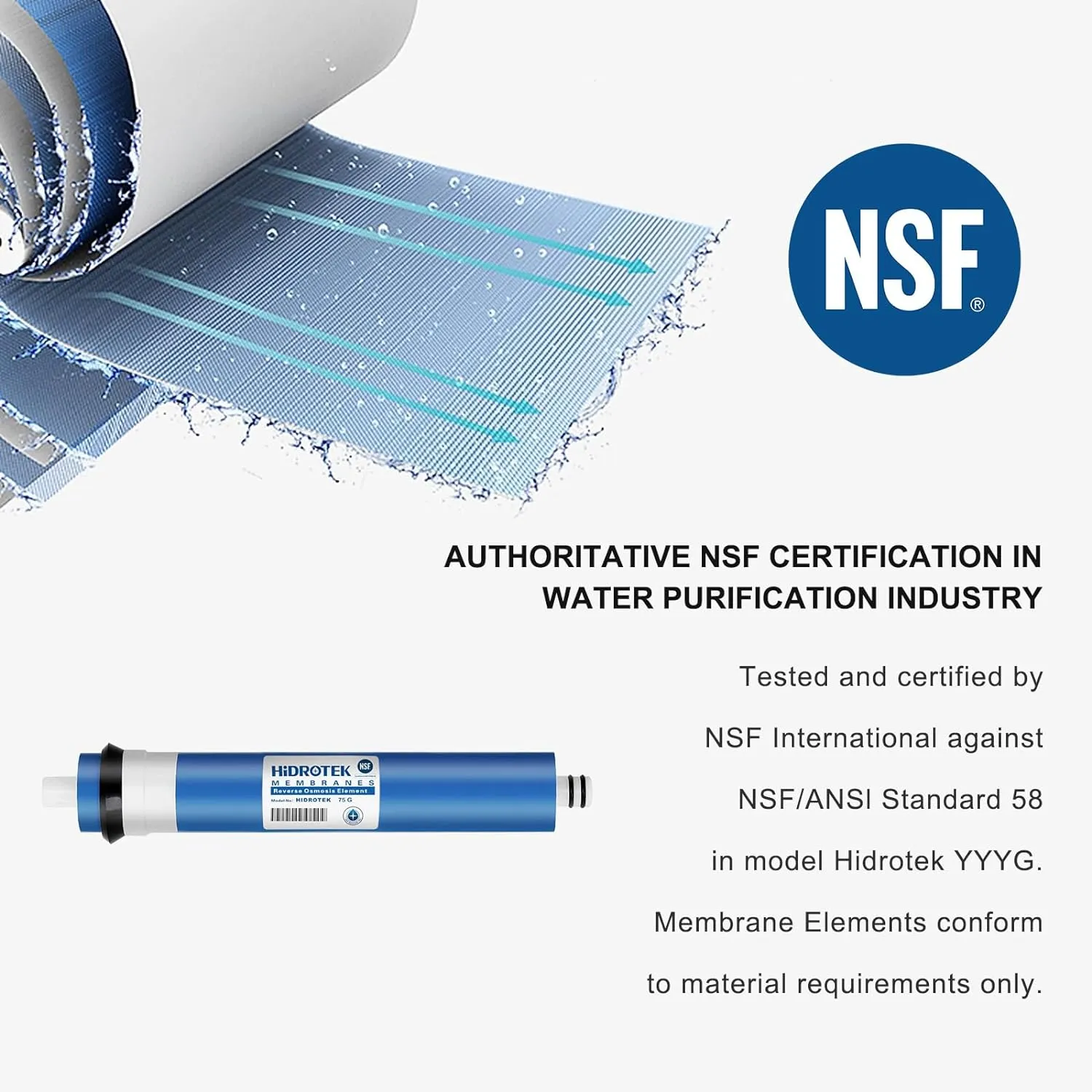 Geekpure Reverse Osmosis RO Membrane 50 GPD -NSF Certificated-Water Filter Replacement -Pack 2