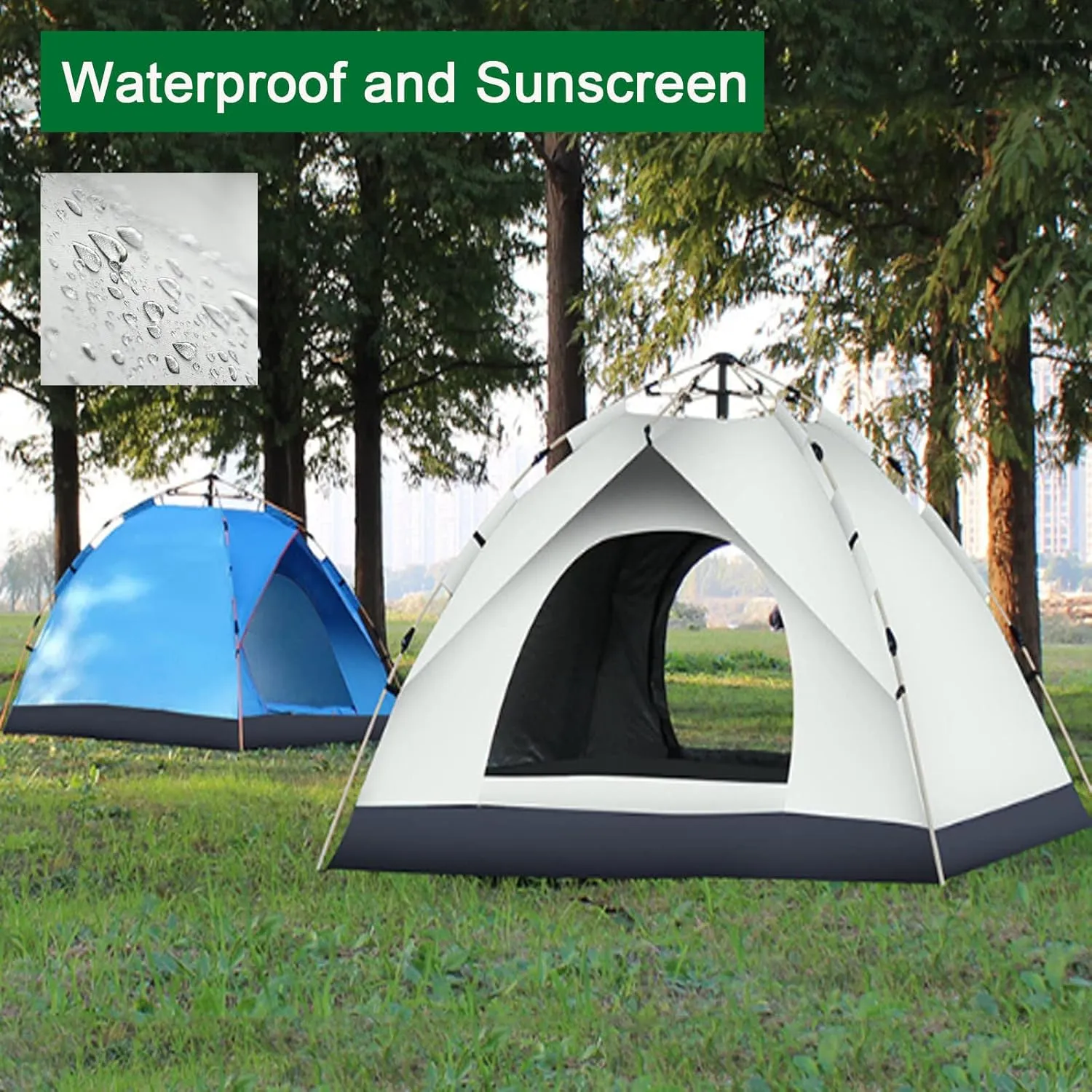Generic 2/3/4 Person Camping Tent,Automatic Pop Up Lightweight & Waterproof Compact Outdoor Tent with Carrying Bag,Suitable for Family Gatherings Backpacking Hiking Travel