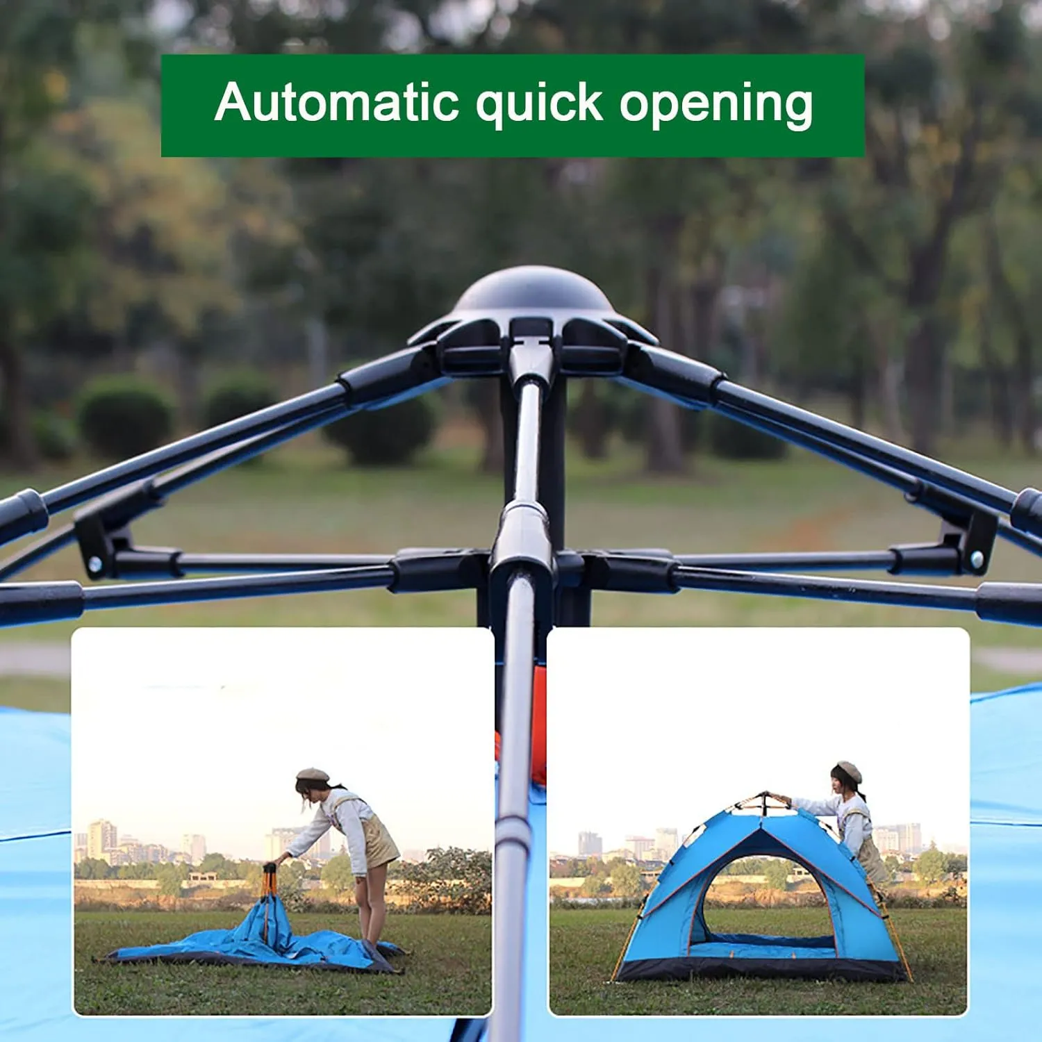 Generic 2/3/4 Person Camping Tent,Automatic Pop Up Lightweight & Waterproof Compact Outdoor Tent with Carrying Bag,Suitable for Family Gatherings Backpacking Hiking Travel