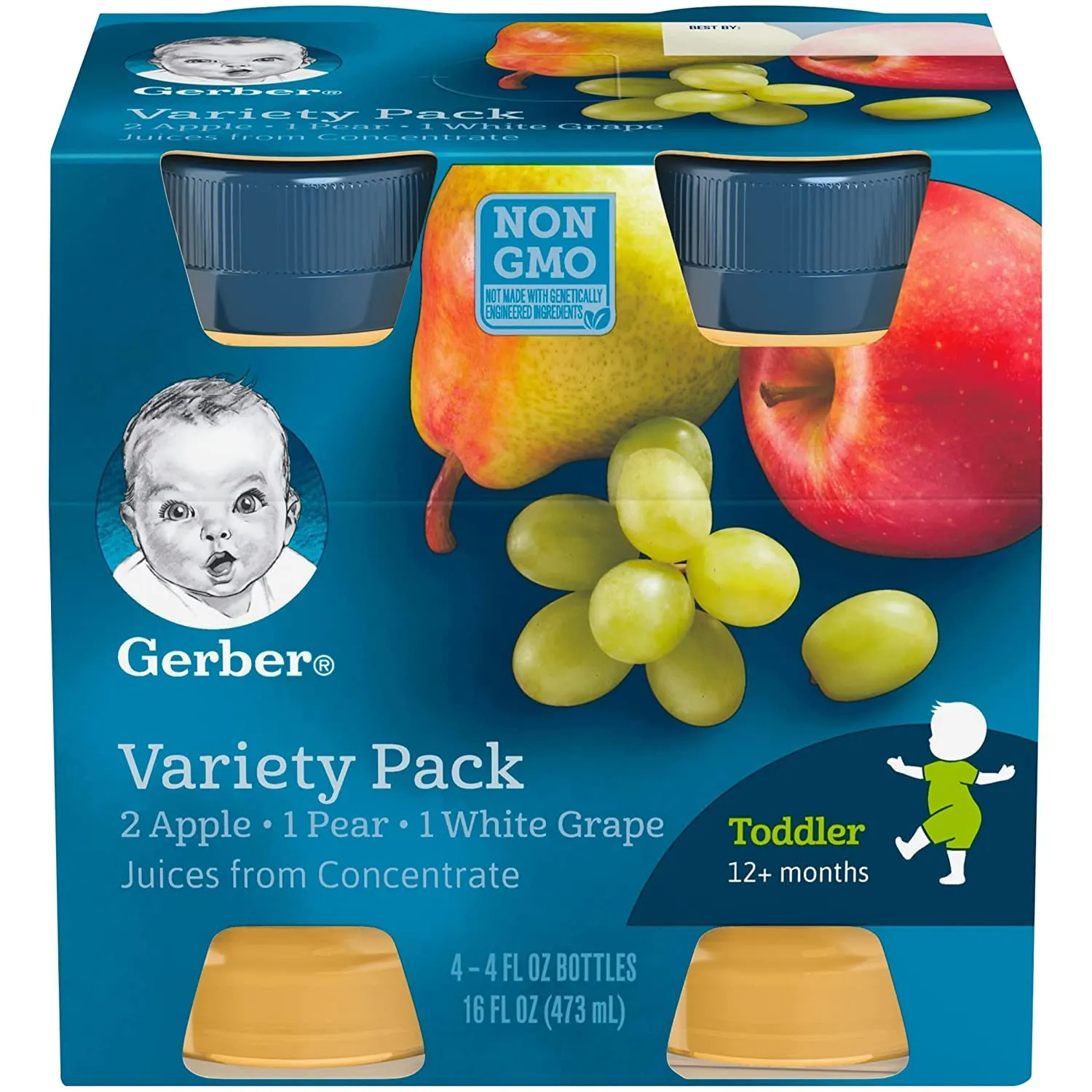 Gerber Juice Fruit 2 Apple, 1 Pear, 1 White Grape Juices from Concentrate Variety 16 Fl Oz (Pack of 3)
