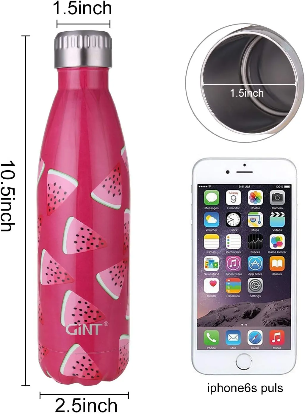 GiNT 17oz Sport Water Bottle Stainless Steel Vacuum Insulated Double Walled Cola Shape Water Bottle for Outdoor Sports, 500ML (1, Powder Face)