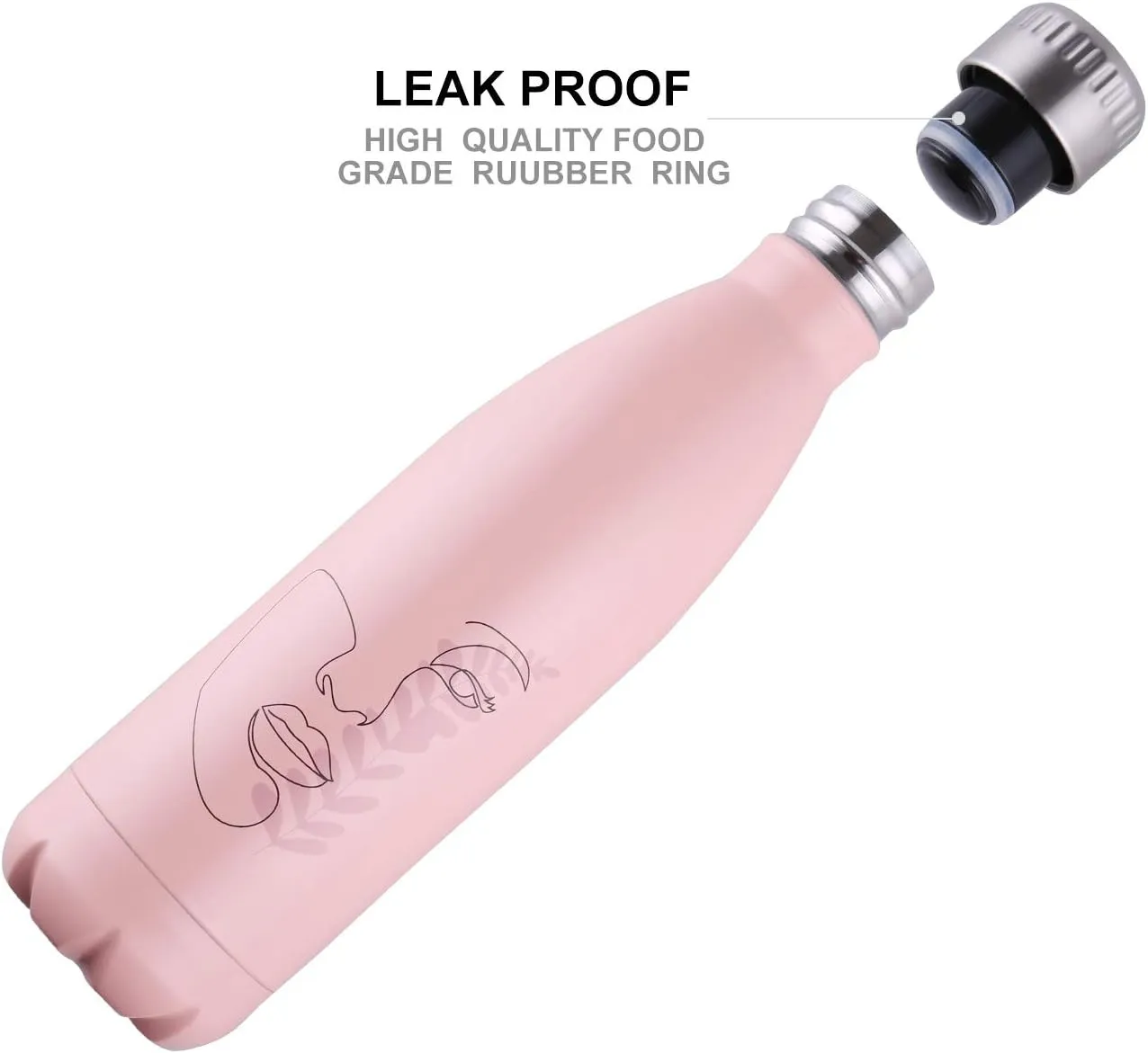 GiNT 17oz Sport Water Bottle Stainless Steel Vacuum Insulated Double Walled Cola Shape Water Bottle for Outdoor Sports, 500ML (1, Powder Face)