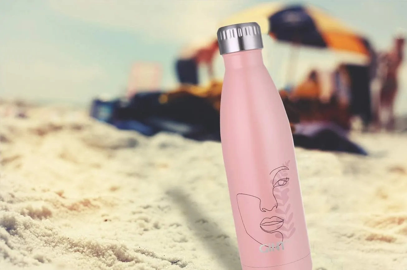 GiNT 17oz Sport Water Bottle Stainless Steel Vacuum Insulated Double Walled Cola Shape Water Bottle for Outdoor Sports, 500ML (1, Powder Face)