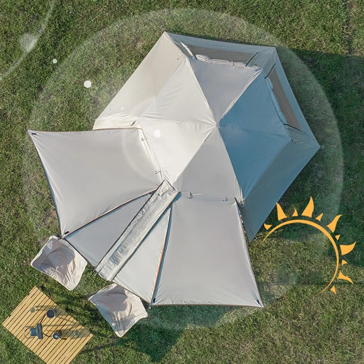 GIZNXBA 2 in 1 Instant Camping Tent with Canopy Tarp,5-8 Person Waterproof Pop Up Cabin Tent with Porch Automatic, Sun Tents for Beach Pop Up for Family Outdoor Camping