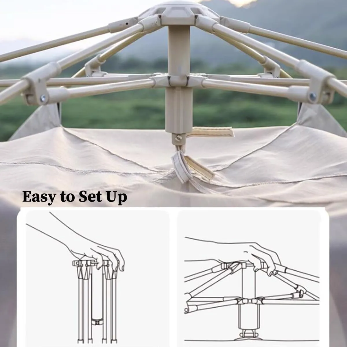 GIZNXBA 2 in 1 Instant Camping Tent with Canopy Tarp,5-8 Person Waterproof Pop Up Cabin Tent with Porch Automatic, Sun Tents for Beach Pop Up for Family Outdoor Camping