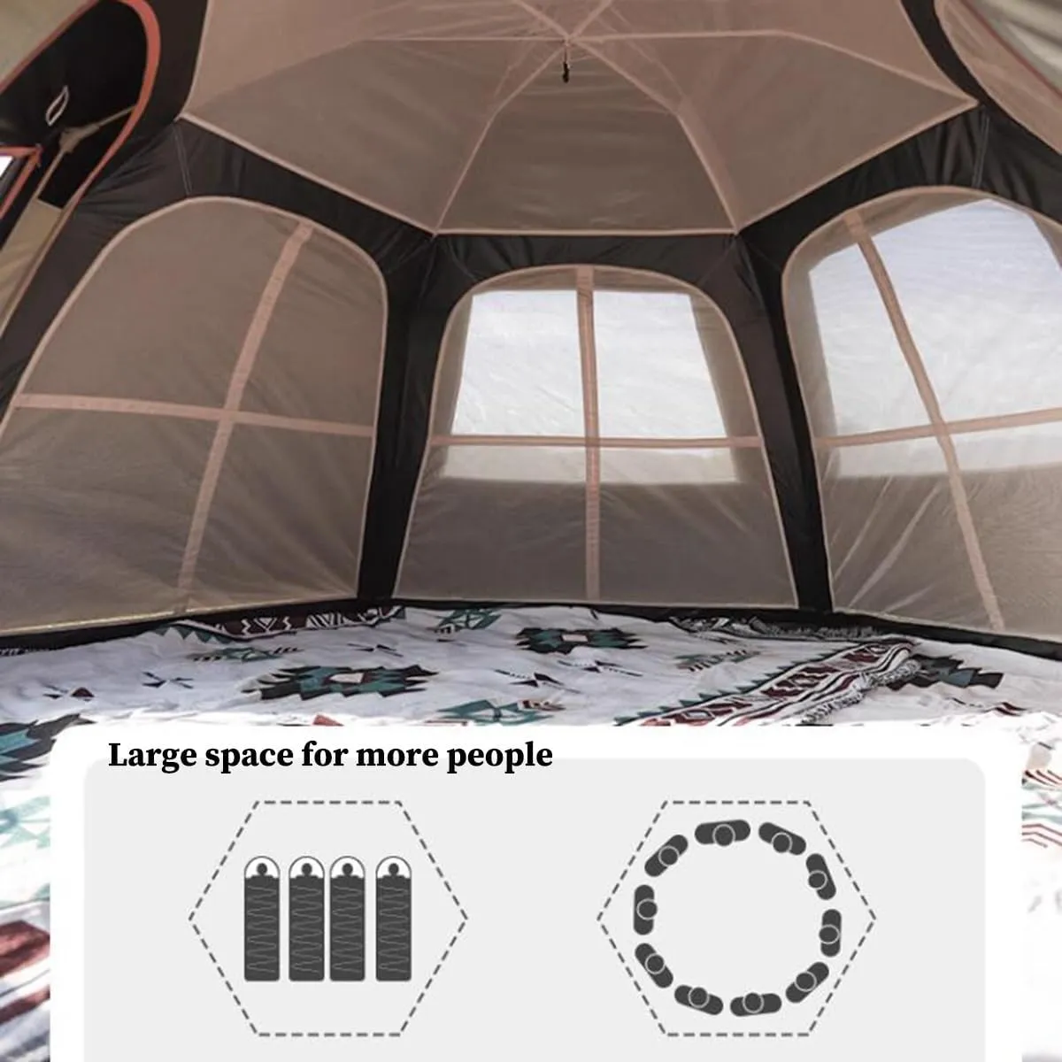GIZNXBA 2 in 1 Instant Camping Tent with Canopy Tarp,5-8 Person Waterproof Pop Up Cabin Tent with Porch Automatic, Sun Tents for Beach Pop Up for Family Outdoor Camping