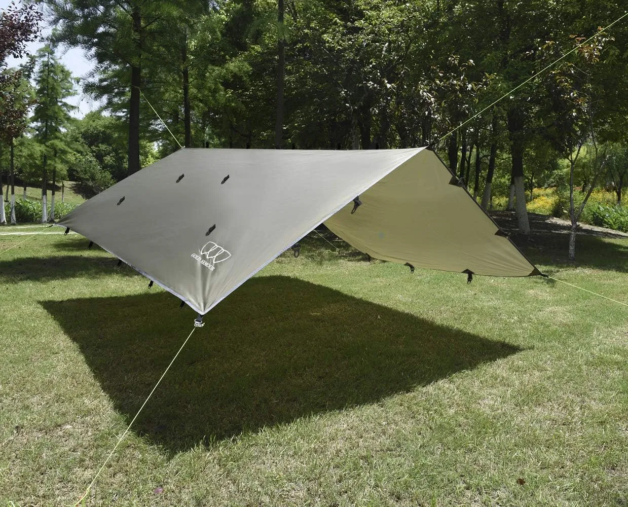 Gold Armour Rainfly Tarp Hammock, Premium 14.7ft/12ft/10ft/8ft Rain Fly Cover, Waterproof Ultralight Camping Shelter Canopy, Survival Equipment Gear Camping Tent Accessories (OD Green 14.7ft x 12ft)