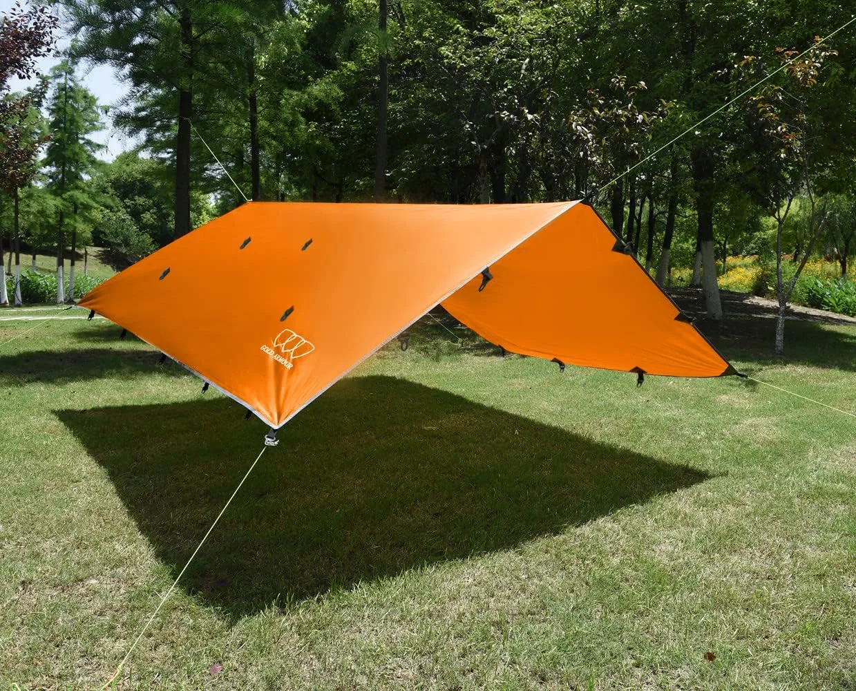 Gold Armour Rainfly Tarp Hammock, Premium 14.7ft/12ft/10ft/8ft Rain Fly Cover, Waterproof Ultralight Camping Shelter Canopy, Survival Equipment Gear Camping Tent Accessories (Orange 10ft x 10ft)