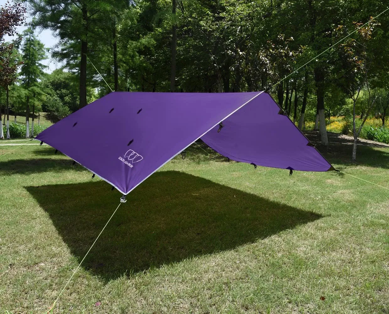 Gold Armour Rainfly Tarp Hammock, Premium 14.7ft/12ft/10ft/8ft Rain Fly Cover, Waterproof Ultralight Camping Shelter Canopy, Survival Equipment Gear Camping Tent Accessories (Purple 14.7ft x 12ft)