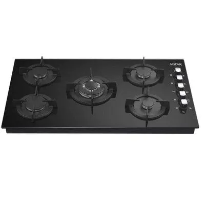 Goldair Black Glass 5 Plate Gas Hob Model number GBGH-5001