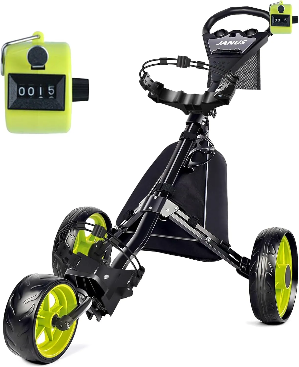 Golf Cart, Foldable Golf Push Cart, Golf Bag Cart, Fits Golf Stand Bag and Golf Cart Bags, Golf Caddy Cart with Optional Large Wing or Small Wing, Includes Ice Bag