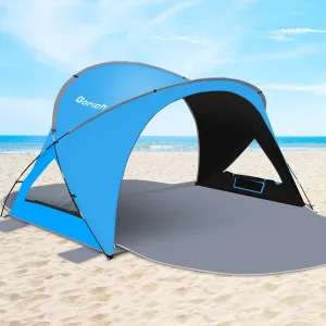 Gorich Beach Tent Sun Shelter with UPF50  UV Protection for 3-6 Person, Lightweight & Portable Beach Shade Canopy with 2 Zippered Doors, Easy Setup Family Beach Umbrella