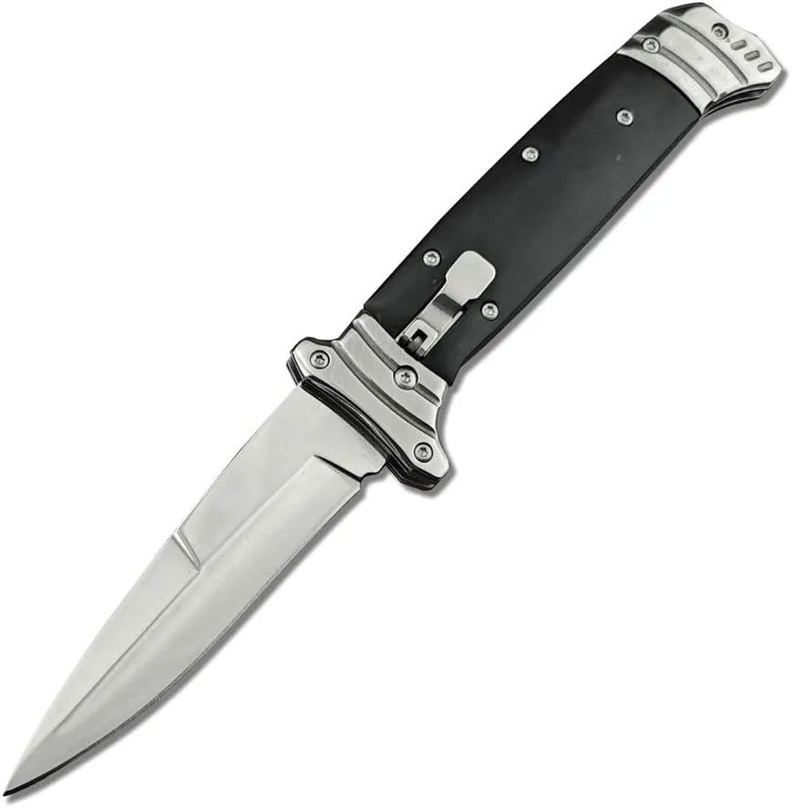 Goshawk 8.7'' Button Lock Pocket Knife with Belt Clip，Gifts for Men，Assisted Opening Survival Folding Knives，9Cr18MoV Blade and Wenge Wood Handle，EDC Tactical Tool for Camping，Hunting