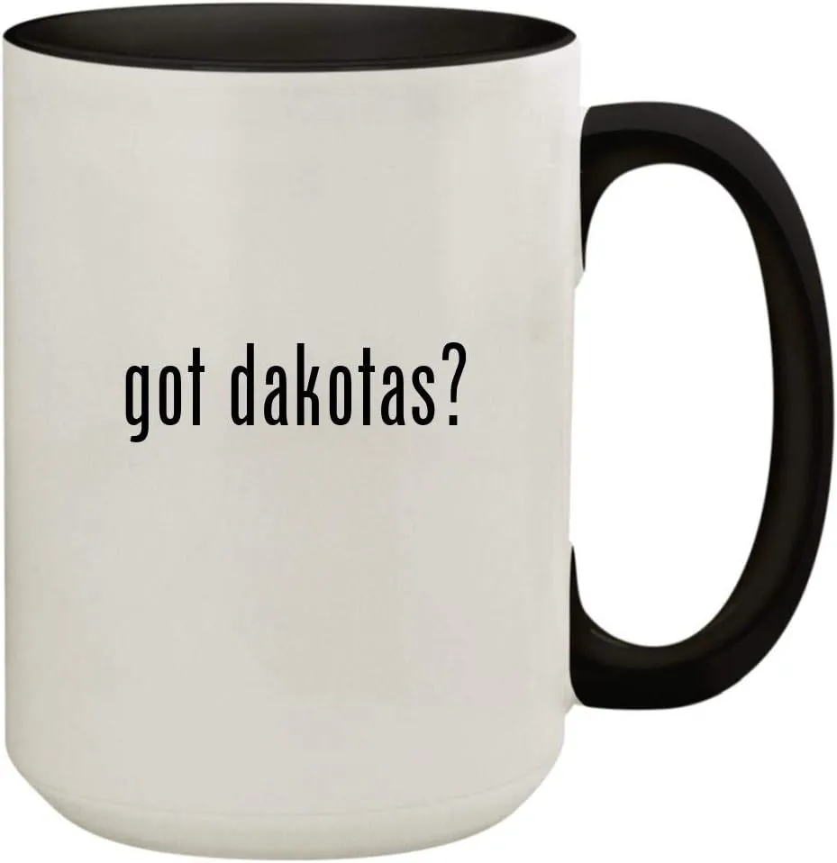 got dakotas? - 15oz Ceramic Colored Inside & Handle Coffee Mug Cup, Black