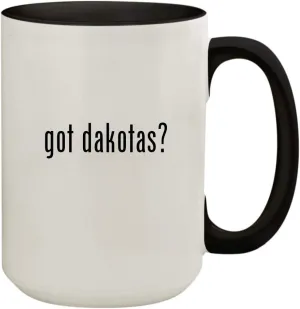 got dakotas? - 15oz Ceramic Colored Inside & Handle Coffee Mug Cup, Black
