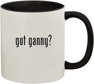 got ganny? - 11oz Ceramic Colored Handle and Inside Coffee Mug Cup, Black