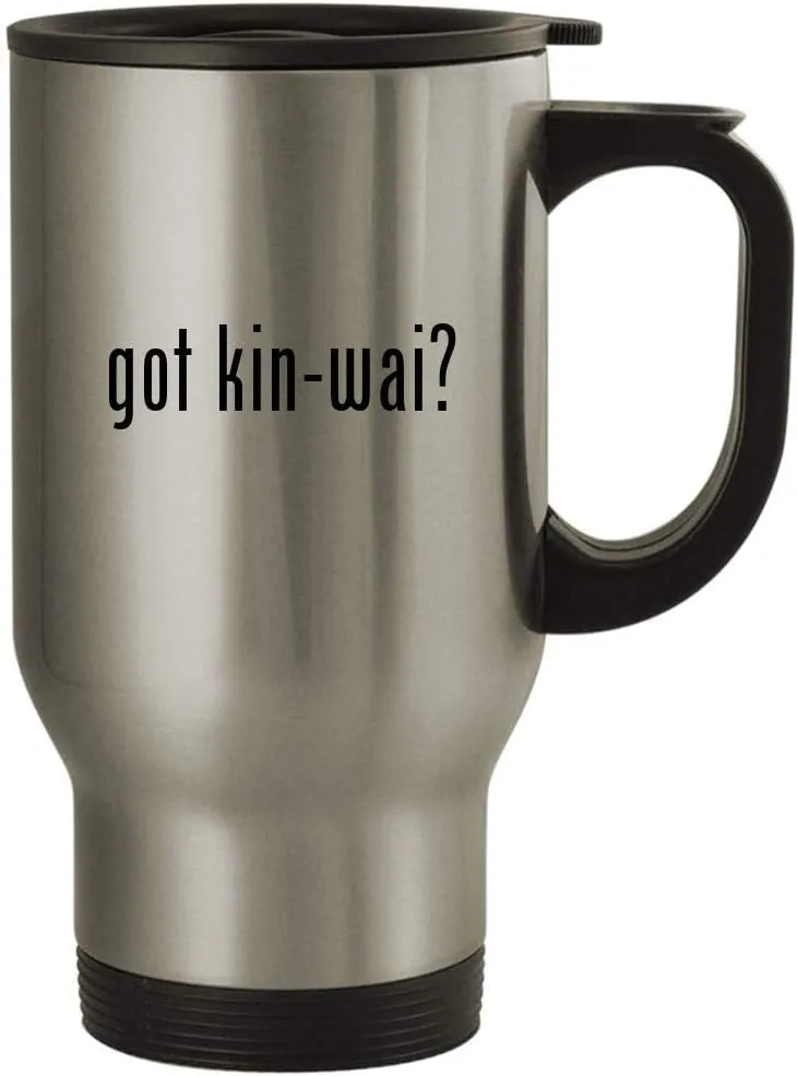 got kin-wai? - 14oz Stainless Steel Travel Mug, Silver