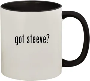 got steeve? - 11oz Ceramic Colored Handle and Inside Coffee Mug Cup, Black