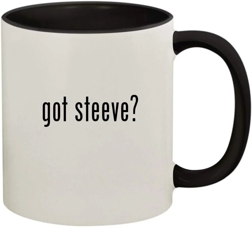 got steeve? - 11oz Ceramic Colored Handle and Inside Coffee Mug Cup, Black