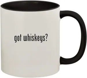 got whiskeys? - 11oz Ceramic Colored Handle and Inside Coffee Mug Cup, Black