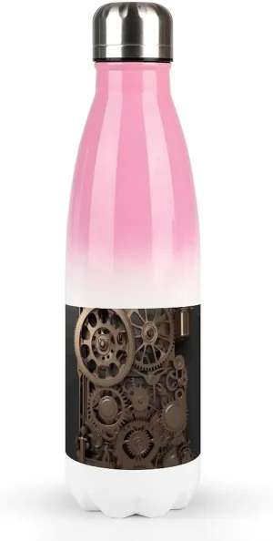 Gradient Stainless Steel Bottle, Steampunk Mechanical Gears Print Sports Bottle Perfect for Travel, Beach, Sports, And Everyday Hydration