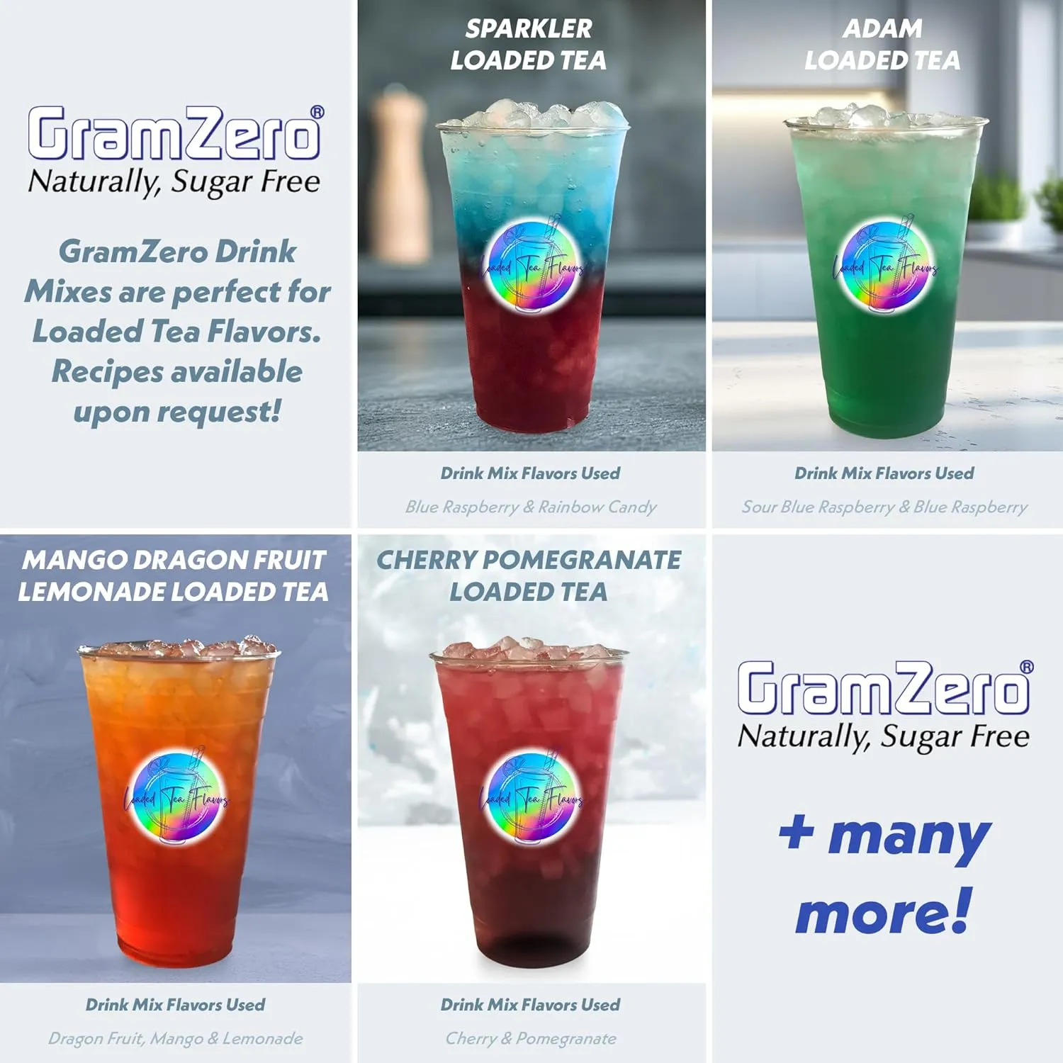 GramZero 2GO Sticks - Variety Pack, Zero Calorie Sugar Free Drink Mix, Stevia Sweetened, Great For Nutrition Club Loaded Tea To Go Kits