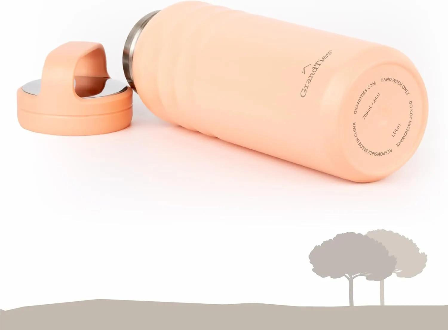 GRANDTIES 2 Lids Sports Stainless Steel Water Bottles – Wide Mouth Vacuum Insulated Reusable Leak Proof BPA-Free Travel Metal Canteen, Thermos Bottles for Men Women Gym (Rose Salt 24 oz)
