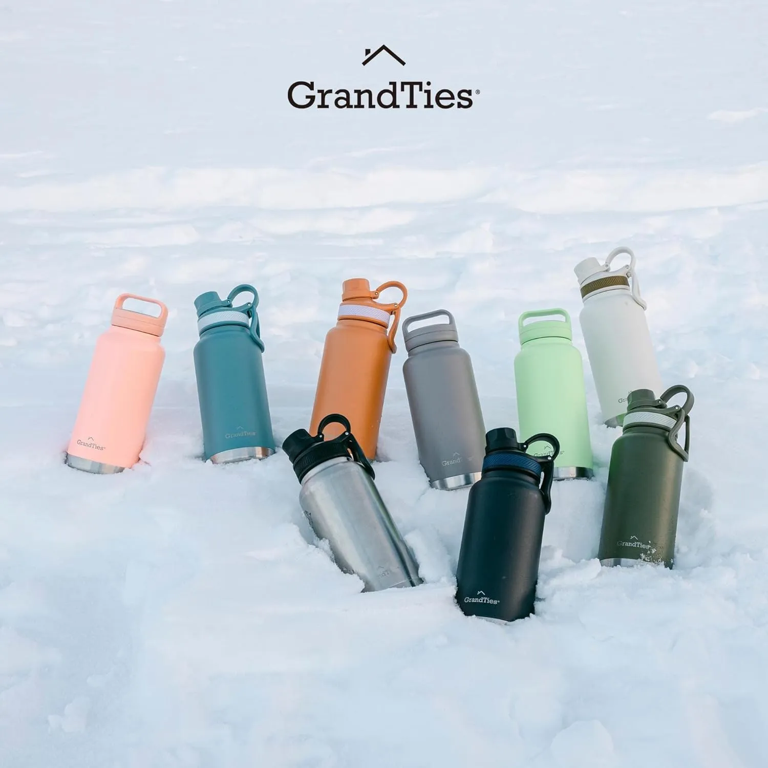 GRANDTIES 2 Lids Sports Stainless Steel Water Bottles – Wide Mouth Vacuum Insulated Reusable Leak Proof BPA-Free Travel Metal Canteen, Thermos Bottles for Men Women Gym (Rose Salt 24 oz)