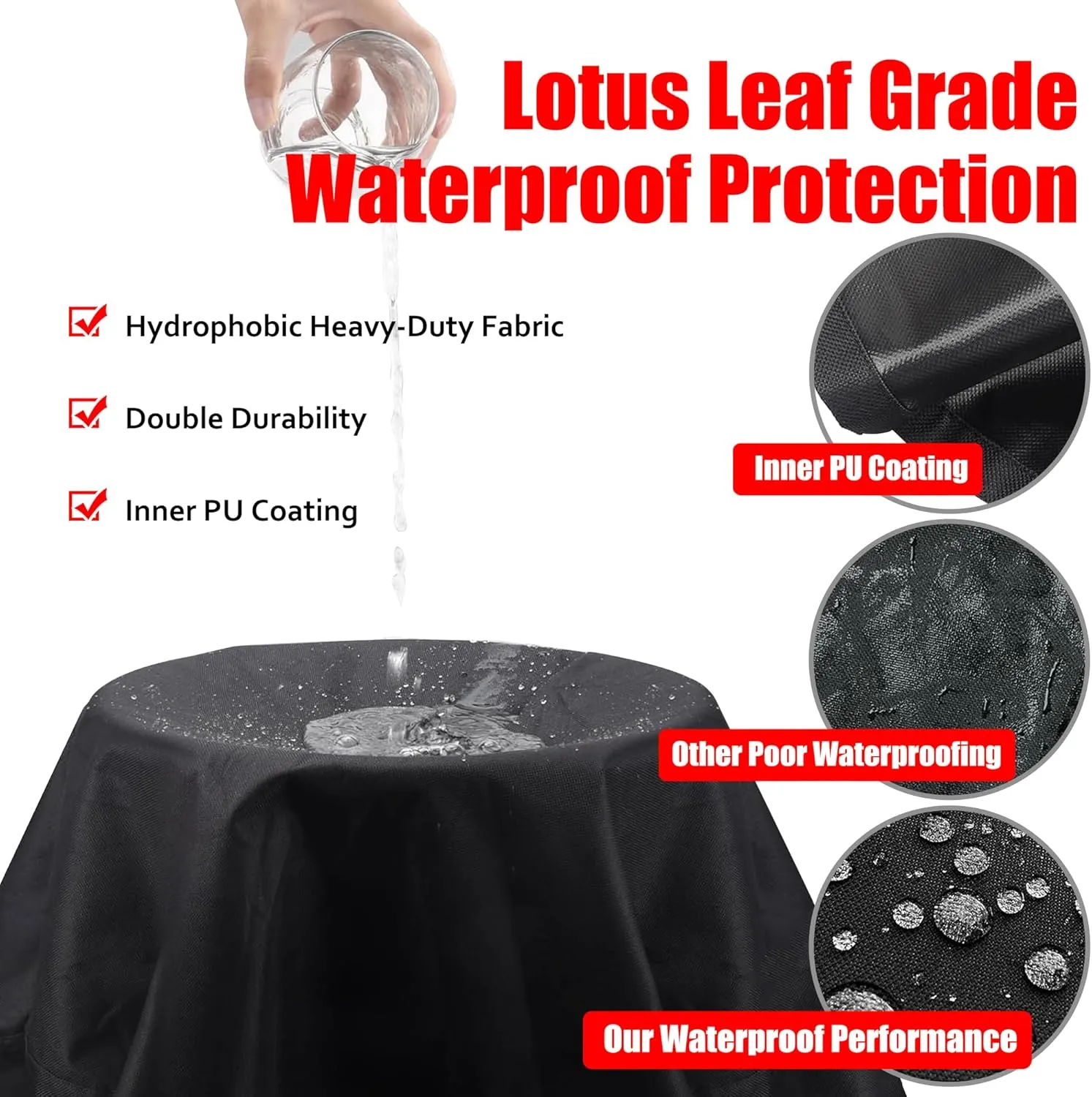 Grill Cover, 58 inch Heavy Duty BBQ Gas Grill Cover for Outdoor Grill, Waterproof, Weather Resistant, Anti-UV, Rip-Proof, Fade Resistant Barbecue Cover with Hook-and-Loop Straps for Most Grills