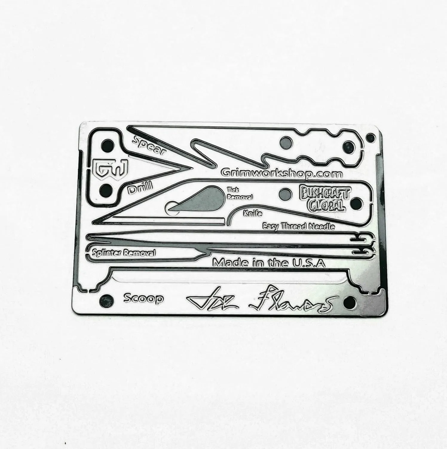 Grim Workshop - Joe Flowers Signature Survival Card - Wallet Multi Tool with an EDC Tool Kit Inside - Stainless Steel Made in the USA Credit Card Tool