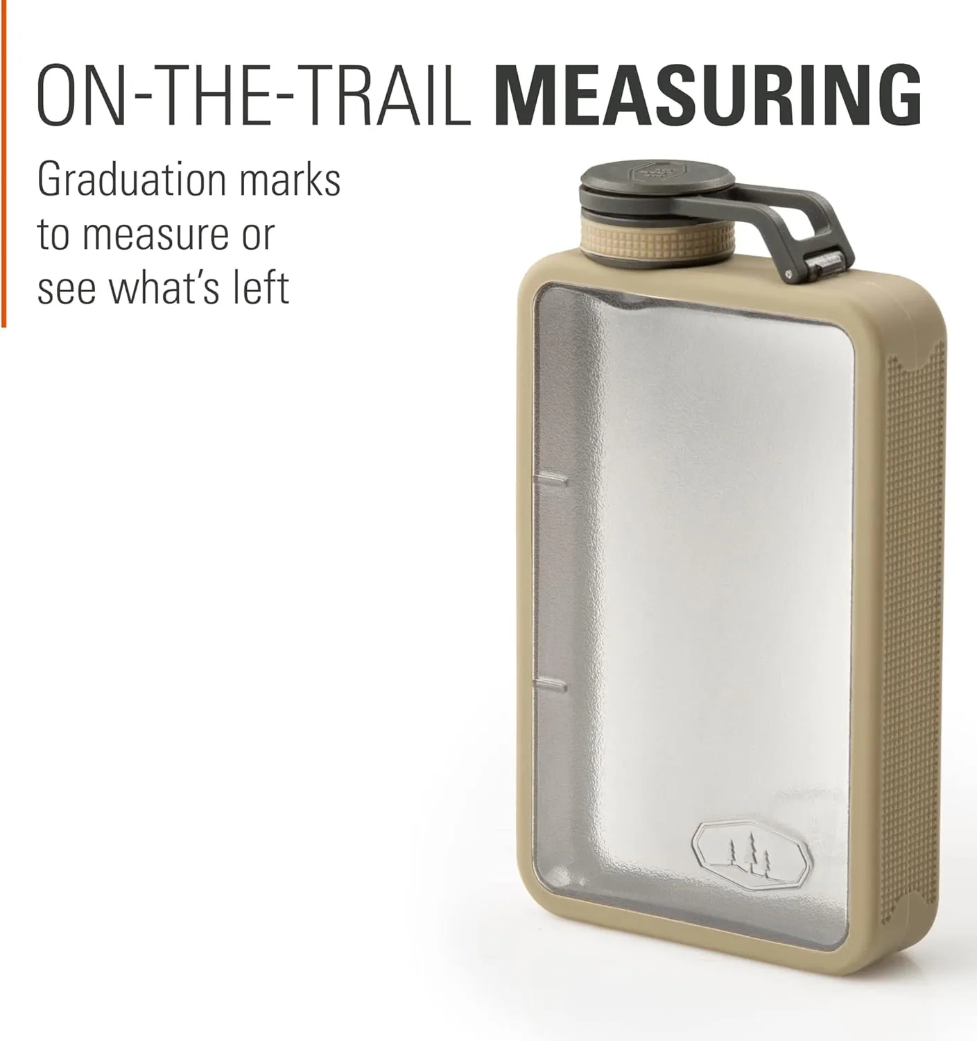 GSI Outdoors Boulder Flask, Shatter-Resistant, Leakproof Hip Flask with Clear Body & Silicone Grip, BPA-Free Bottle for Hiking, Camping & Travel