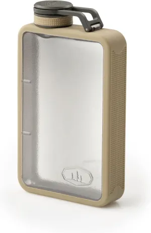 GSI Outdoors Boulder Flask, Shatter-Resistant, Leakproof Hip Flask with Clear Body & Silicone Grip, BPA-Free Bottle for Hiking, Camping & Travel