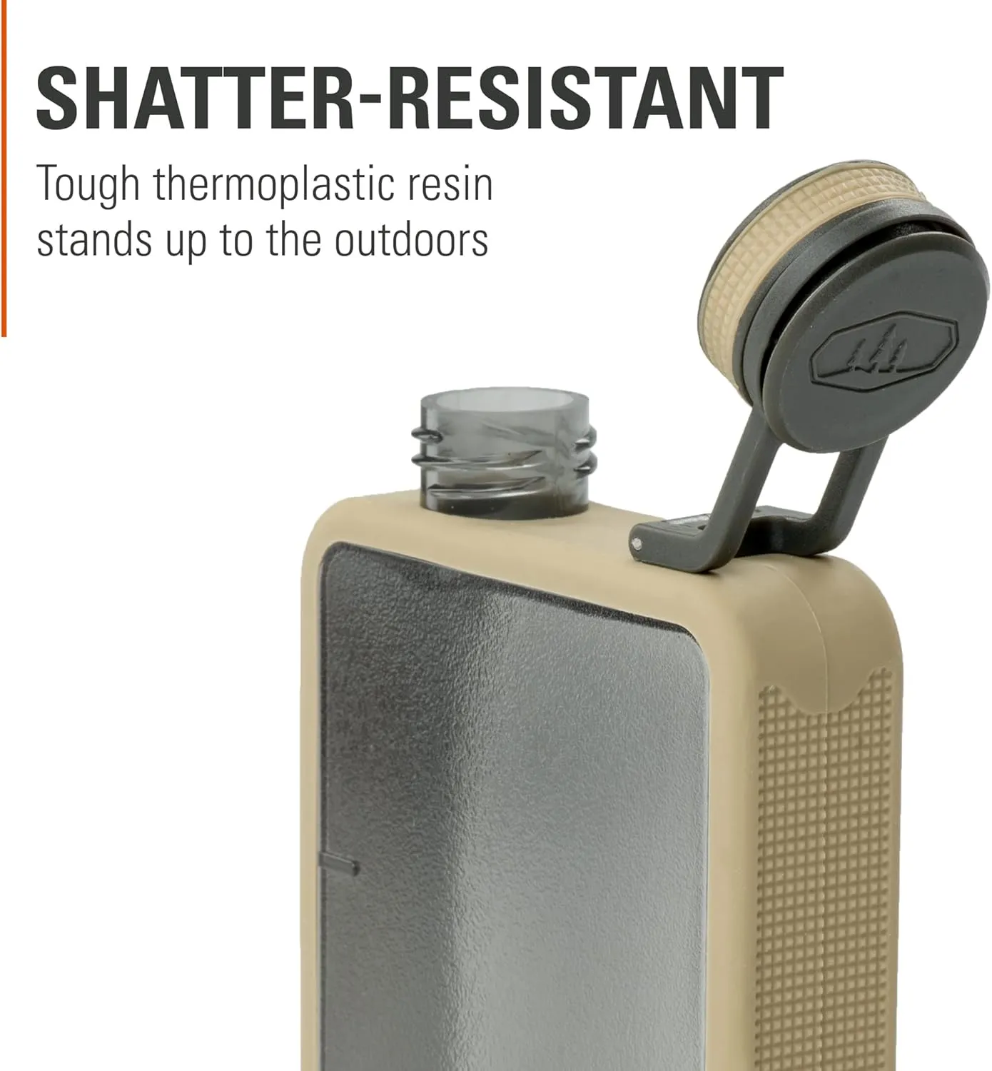 GSI Outdoors Boulder Flask, Shatter-Resistant, Leakproof Hip Flask with Clear Body & Silicone Grip, BPA-Free Bottle for Hiking, Camping & Travel