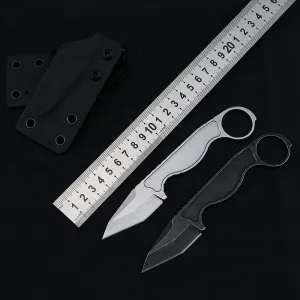 GTK101 Fixed Blade Knife D2 Steel Blade EDC Tool Knifes for Outdoor Camping Hiking(Silver)