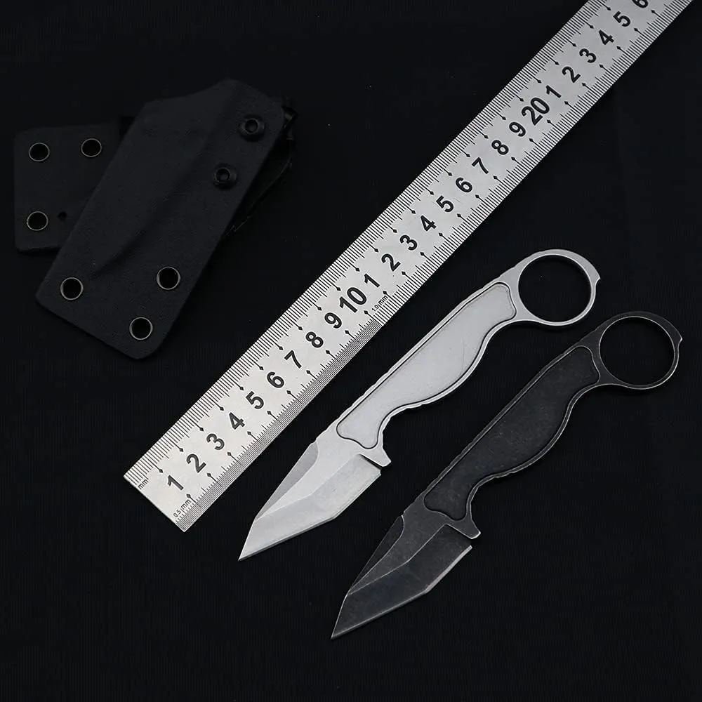 GTK101 Fixed Blade Knife D2 Steel Blade EDC Tool Knifes for Outdoor Camping Hiking(Silver)