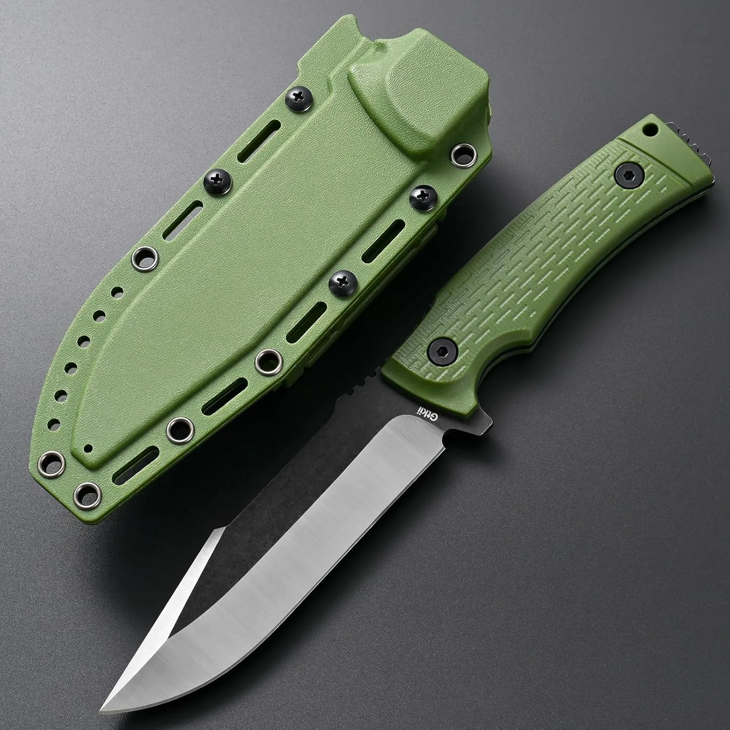 GTK3 Fixed Blade Knife AUS-8 Steel Blade Nylon Fiberglass Handle Full Tang EDC Tool Knifes for Outdoor Camping Survival Adventure Bushcraft(green)