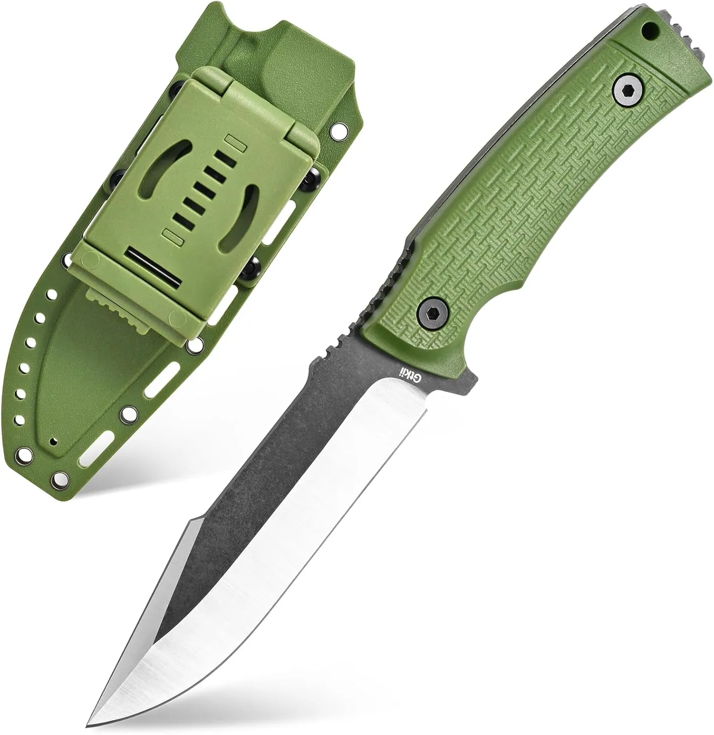 GTK3 Fixed Blade Knife AUS-8 Steel Blade Nylon Fiberglass Handle Full Tang EDC Tool Knifes for Outdoor Camping Survival Adventure Bushcraft(green)