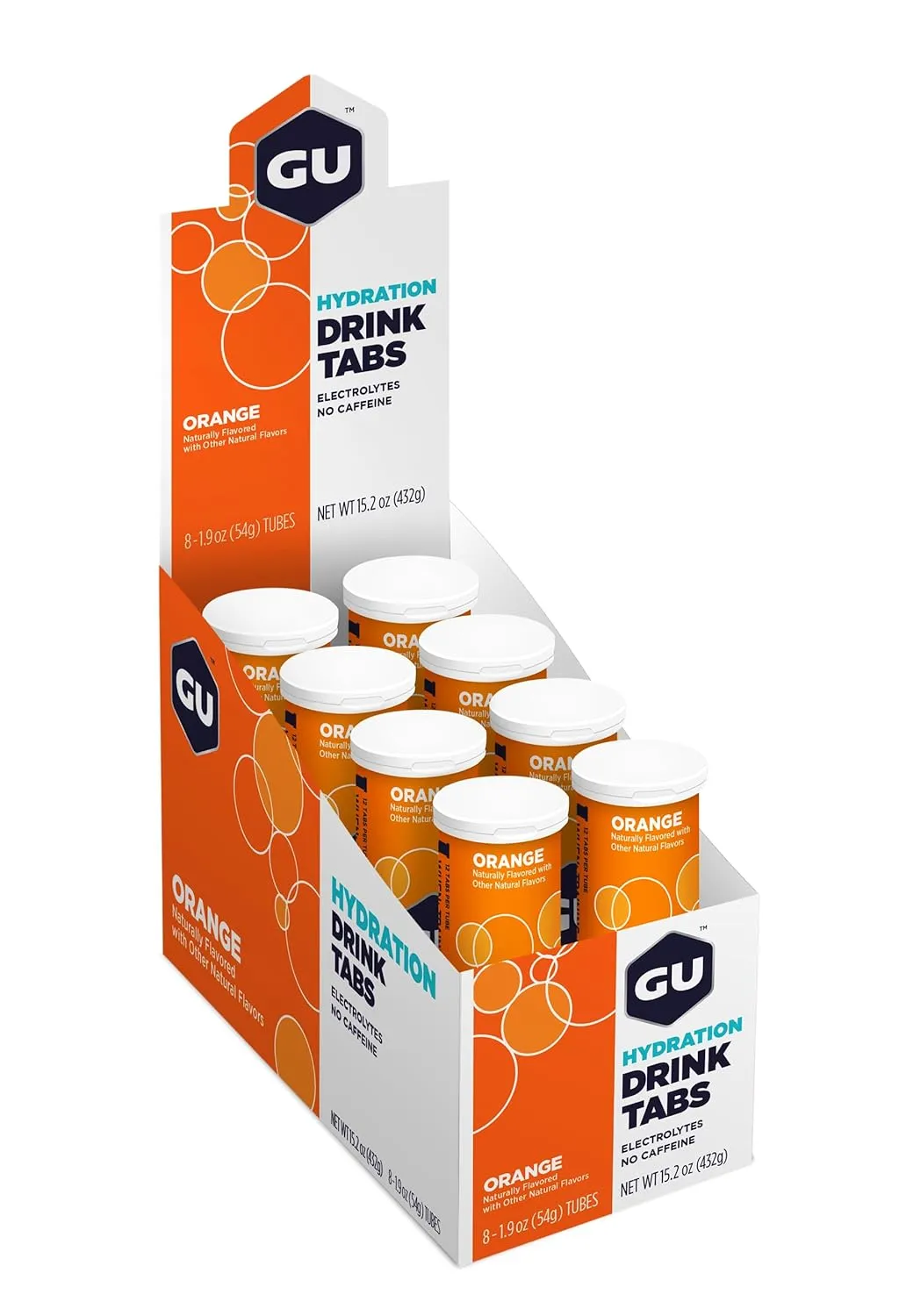 GU Energy Hydration Electrolyte Drink Tablets, Vegan, Gluten Free & Caffeine Free, Enhanced Endurance Sports Drink for Running, Cycling, Triathlon, 8-Count (96 Servings), Orange