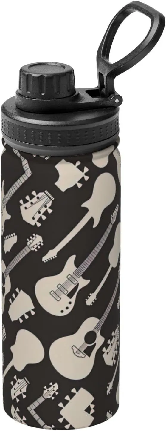 Guitar pattern Sports Insulated Water Bottle - Premium 18 oz. Stainless Steel Hydration Bottle for Outdoor Enthusiasts