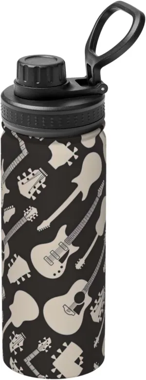 Guitar pattern Sports Insulated Water Bottle - Premium 18 oz. Stainless Steel Hydration Bottle for Outdoor Enthusiasts