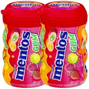 Gum Sugar Free Tropical Red Fruit Lime Chewing Gum, 50 Pieces, Bottle (Pack of 2)