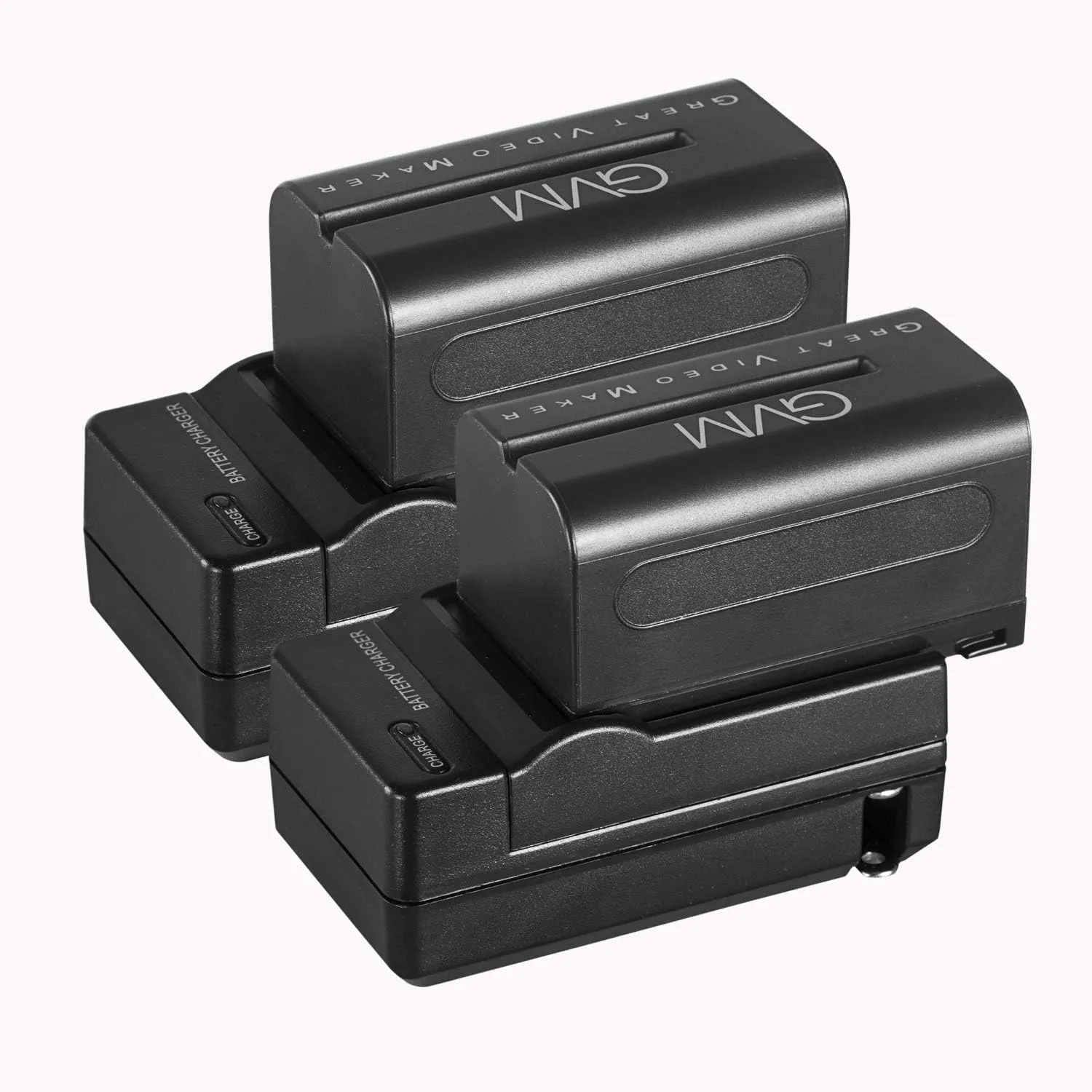 GVM 2 Pack NP-F750/770 4400mAh Batteries with Travel Chargers for NP-F975, NP-F960, NP-F950, NP-F930, NP-F770, NP-F750, NP-F550, DCR, DSR, HDR, FDR, HVR, HVL and LED Light