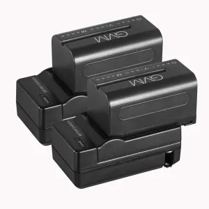 GVM 2 Pack NP-F750/770 4400mAh Batteries with Travel Chargers for NP-F975, NP-F960, NP-F950, NP-F930, NP-F770, NP-F750, NP-F550, DCR, DSR, HDR, FDR, HVR, HVL and LED Light