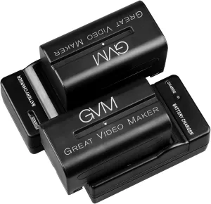 GVM 2 Pack NP-F750/770 Battery and Charger 4400mAh for Sony NP-F975, NP-F960, NP-F950, NP-F930, NP-F770, NP-F750, NP-F550, DCR, DSR, HDR, FDR, HVR, HVL and LED Light