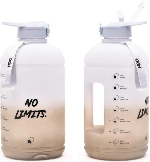 H2O Capsule INSPO Gallon Water Bottle with Time Marker and Straw Motivational Hydration Tracker Jug Big BPA-Free Food-Safe Leakproof Drinking Bottle with Handle & Strap, Rocky Shore