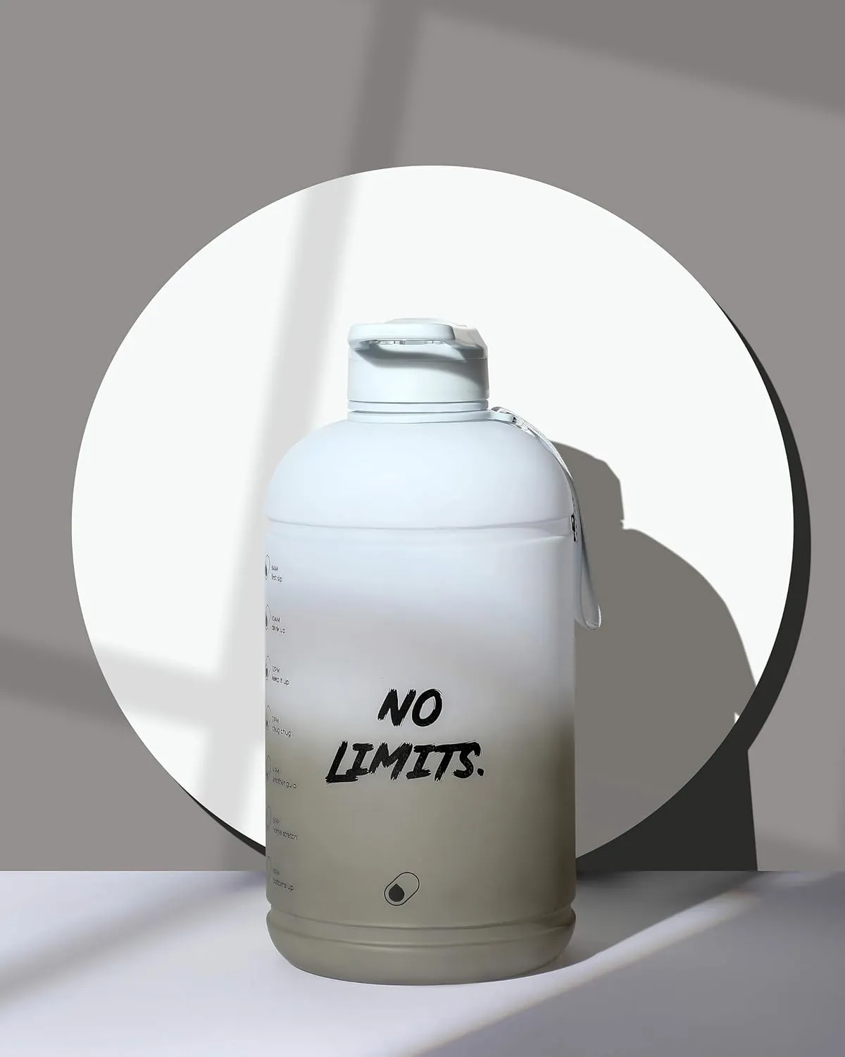 H2O Capsule INSPO Gallon Water Bottle with Time Marker and Straw Motivational Hydration Tracker Jug Big BPA-Free Food-Safe Leakproof Drinking Bottle with Handle & Strap, Rocky Shore