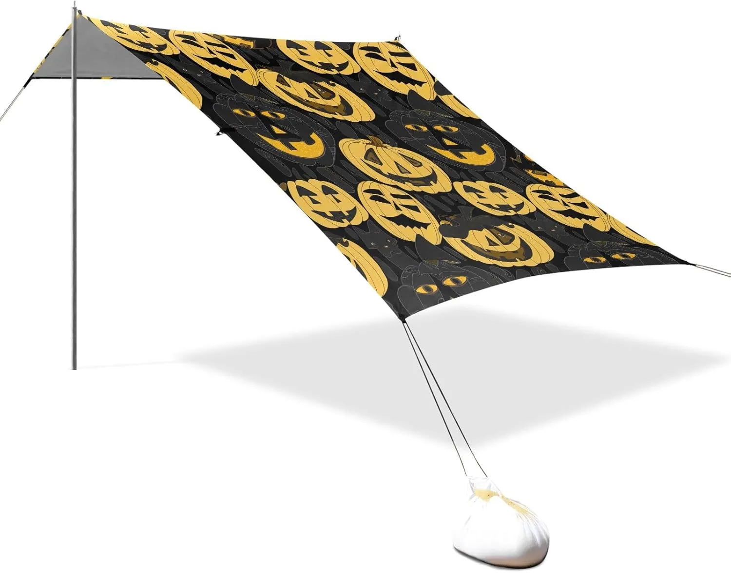 Halloween Pumpkins Yellow Black Beach Canopy Tent Sun Shade Outdoor Patio Shades Camping Sun Shelter Yard 9.2 × 10.5 FT Shelters with Sandbags Anchor
